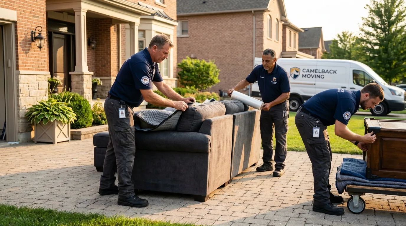 Large estate moving crew wrapping furniture in Martinsville, IN