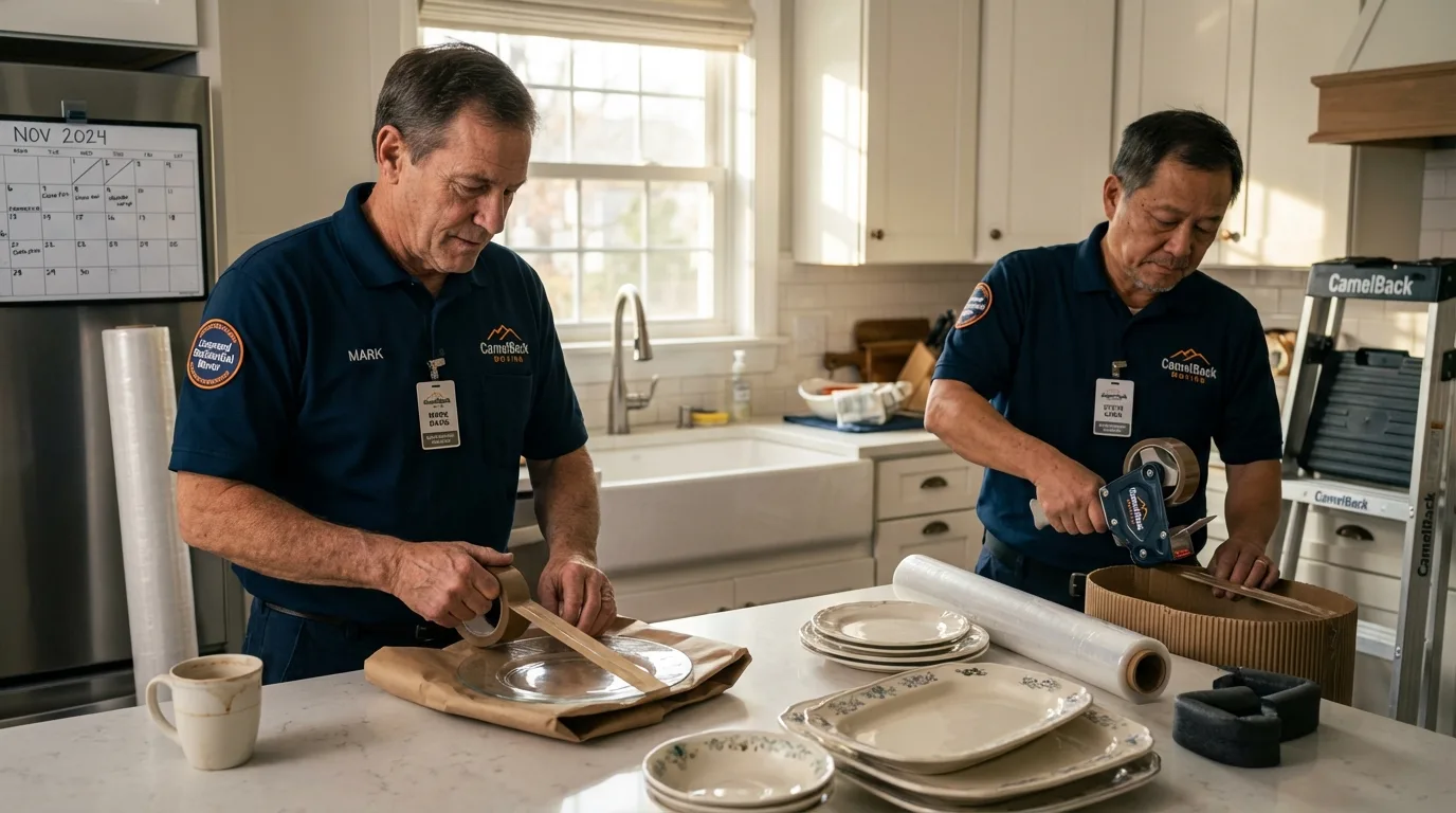 Professional crew packing kitchen dishware in Martinsville, IN